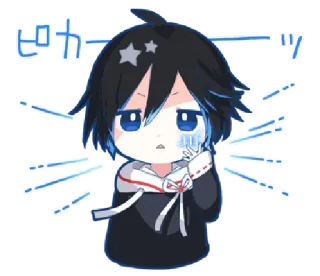 👿 ピカーン anime, chibi, kawaii, sparkle whatsapp sticker