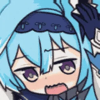 😧 anime, confuso, frustrato, capelli blu telegram sticker