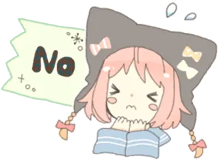 😣 No não, negativo, desenho animado, fofo, anime telegram sticker