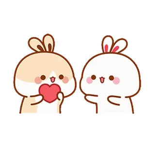 ❤️ mignon, lapin, cœur, kawaii, animal, autocollant telegram sticker