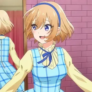 😀 Anime, Dziewczyna, Blondynka, Niebieski, Sukienka telegram sticker