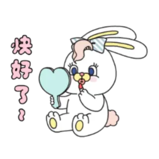 🤗 快好了? rabbit, mirror, makeup, cute, sticker whatsapp sticker
