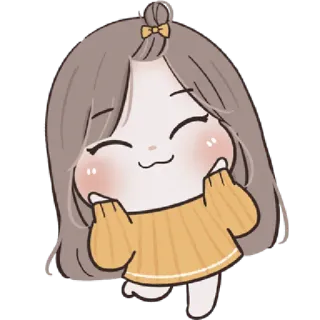 🩰 fofo, menina, desenho animado, feliz, sorrindo, amarelo, kawaii, chibi telegram sticker