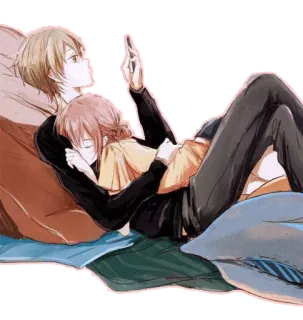 💜 Anime, Casal, Amor, Sono, Relaxamento telegram sticker