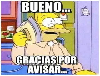 😝 BUENO... 
GRACIAS POR AVISAR... The Simpsons, ironing, phone call, cartoon, humor, meme telegram sticker