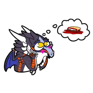 🍮 naga, kartun, fantasi, binatang, makhluk, makanan, hidangan penutup telegram sticker