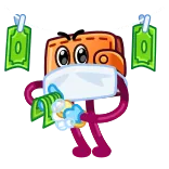 🦠 portfel, pieniądze, kreskówka, finanse, bogactwo, waluta, gotówka telegram sticker