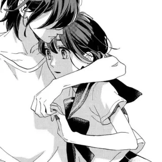 🖤 アニメ, マンガ, カップル, 抱擁, 制服, 恋愛 telegram sticker