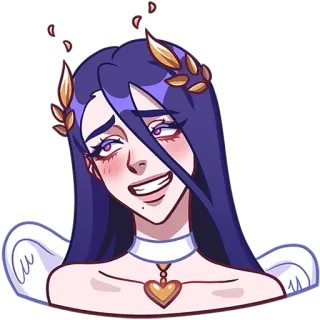 😏 애니메이션, 캐릭터, 날개, 하트, 소녀 telegram sticker