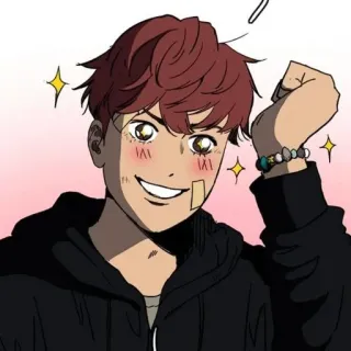 🌟 cartone animato, maschio, sorridente, allegro, braccialetto telegram sticker