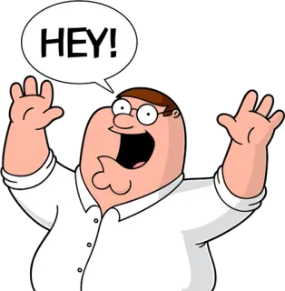 🙌 Peter Griffin Family Guy HEY! Dessin animé, Drôle, Comédie, Salutation, Série TV telegram sticker