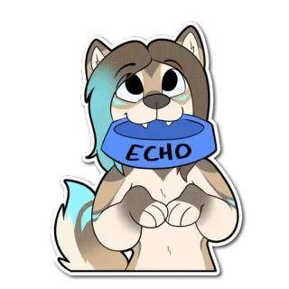 🍽 ECHO animal, lobo, furry, cachorro, animal de estimação, tigela telegram sticker