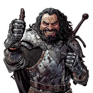 👍 騎士, 戦士, 中指, 鎧, ファンタジー, 剣 whatsapp sticker