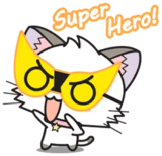 ✊ Super Hero! cat, superhero, animal, cartoon, cute whatsapp sticker