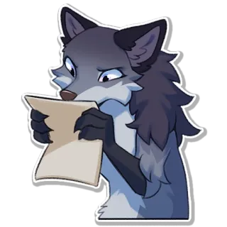 📜 สัตว์, สุนัขจิ้งจอก, อ่าน, กระดาษ, มีขน telegram sticker
