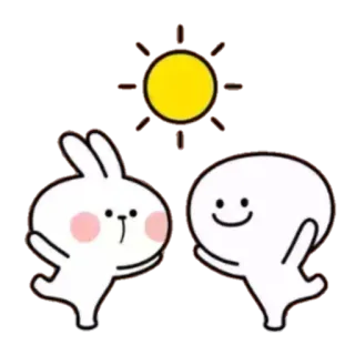 😂 漫画, ウサギ, 太陽, 可愛い, 幸せ telegram sticker