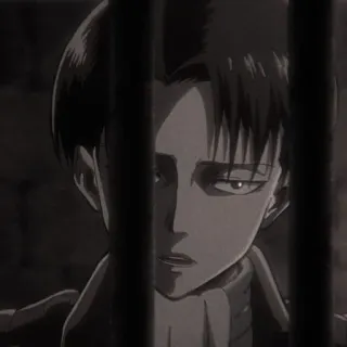 💣 Levi Ackerman Attack on Titan anime, character, sad, jail, anime character telegram sticker