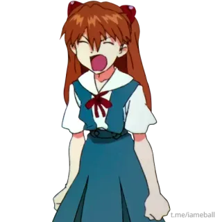 😮 Asuka Langley Soryu Neon Genesis Evangelion Anime, Chica, Personaje, Neon Genesis Evangelion, Asuka, Dibujos animados, Animación telegram sticker