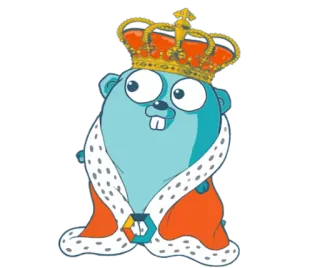 👑 golang, gopher, rey, corona, dibujos animados telegram sticker
