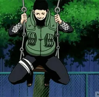 🎼 Shikamaru Nara Naruto Anime, Personaje, Shikamaru Nara, Naruto, Columpio, Ninja whatsapp sticker