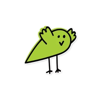 👻 새, 동물, 스티커, 만화, 일러스트, 초록 telegram sticker