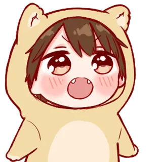 💞 アニメ, かわいい, カワイイ, ちび, クマ, パーカー whatsapp sticker