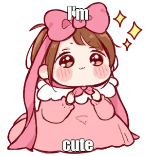 🤔 I'm cute carino, kawaii, anime, adorabile, cartone animato, ragazza, sticker whatsapp sticker