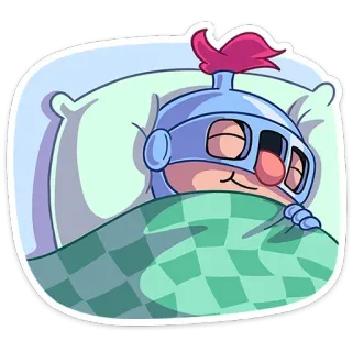 😴 sonno, dormire, cavaliere, armatura, letto, cuscino, coperta, cartone animato telegram sticker