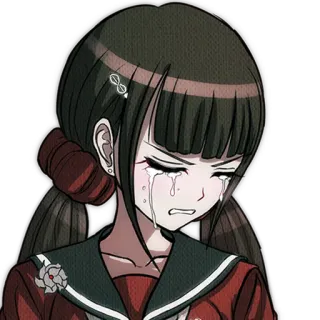 😢 Maki Harukawa Danganronpa V3: Killing Harmony Anime, Buồn, Khóc, Cô gái, Đồng phục học sinh telegram sticker