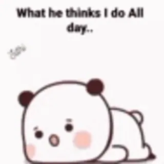 🎈 What he thinks I do All day.. Panda, Schattig, Lui, Humor, Dier whatsapp sticker
