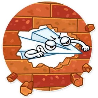 😡 紙飛行機, レンガの壁, 漫画, ステッカー telegram sticker