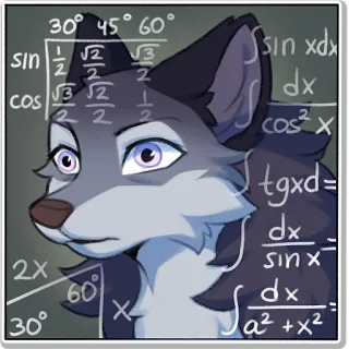🧠 math, calculations, expressions, furry, wolf, confused telegram sticker