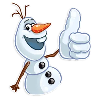 👍 Olaf Frozen 漫画, 雪だるま, オラフ, アナと雪の女王, ディズニー, いいね, キャラクター telegram sticker
