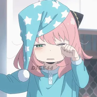 🛏 Anya Forger Spy x Family anime, ragazza, assonnata, carina, capelli rosa telegram sticker