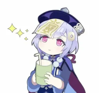 🧃 Qiqi Genshin Impact qiqi, genshin impact, anime, video game, cute, zombie, chibi telegram sticker