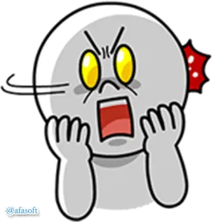 😧 @afasoft การ์ตูน, สีหน้า, สติกเกอร์, อารมณ์, ตะโกน, โกรธ telegram sticker