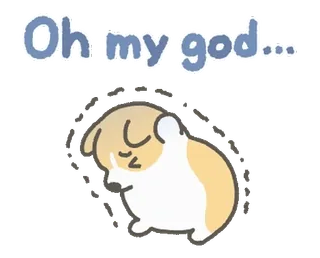 😖 Oh my god... anjing, kelelahan, mengantuk, imut, kartun, emoji telegram sticker