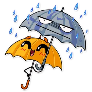 ☔ payung, hujan, kartun, cuaca, lucu, senang, sedih telegram sticker
