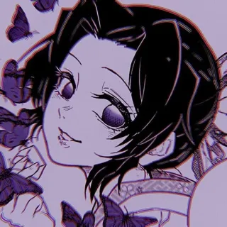 🖤 Shinobu Kocho Demon Slayer Аниме, Персонаж, Шинобу Кочо, Клинок, рассекающий демонов, Бабочка, Манга, Фиолетовый whatsapp sticker