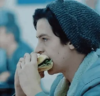 ☁ Jughead Jones Riverdale Drama adolescente, Série de TV, Hambúrguer, Comida, Jughead, Riverdale telegram sticker