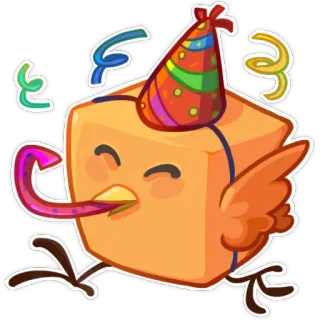 🎉 축하, 파티, 새, 동물, 만화, 모자, 귀여운 telegram sticker