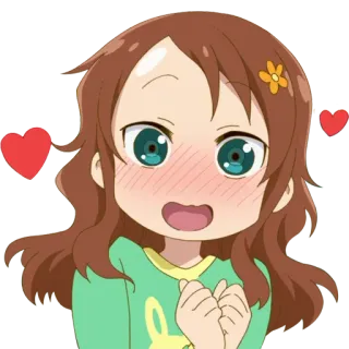 😃 Anime, Ragazza, Carina, Cuori, Felice telegram sticker