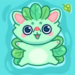 ☺️ น่ารัก, สัตว์, สีเขียว, คาวาอิ, ใบไม้, การ์ตูน, สติกเกอร์ telegram sticker