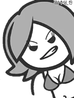 😏 @MMD_19 cartoon, woman, bikini, grayscale telegram sticker