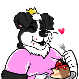 🍰 cane, torta, fragola, corona, dolce, cartone animato whatsapp sticker