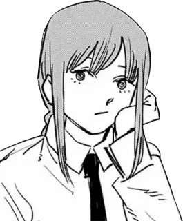 😕 Makima Chainsaw Man Anime, Manga, Charakter, Porträt, Frau, Schwarzweiß whatsapp sticker