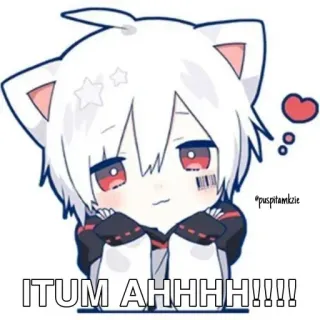💨 ITUM AHHHHH!!!! słodkie, anime, kocie uszy, kawaii, kreskówka, serce, sztuka cyfrowa telegram sticker