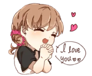 ❤ I love you love, hearts, cute, girl, chibi telegram sticker