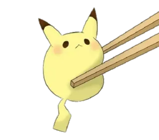 💛 Pikachu Pikachu, Pokémon, eten, anime, schattig, eetstokjes, eten telegram sticker
