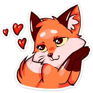 😍 лиса, милый, животное, сердце, любовь, стикер, флирт telegram sticker